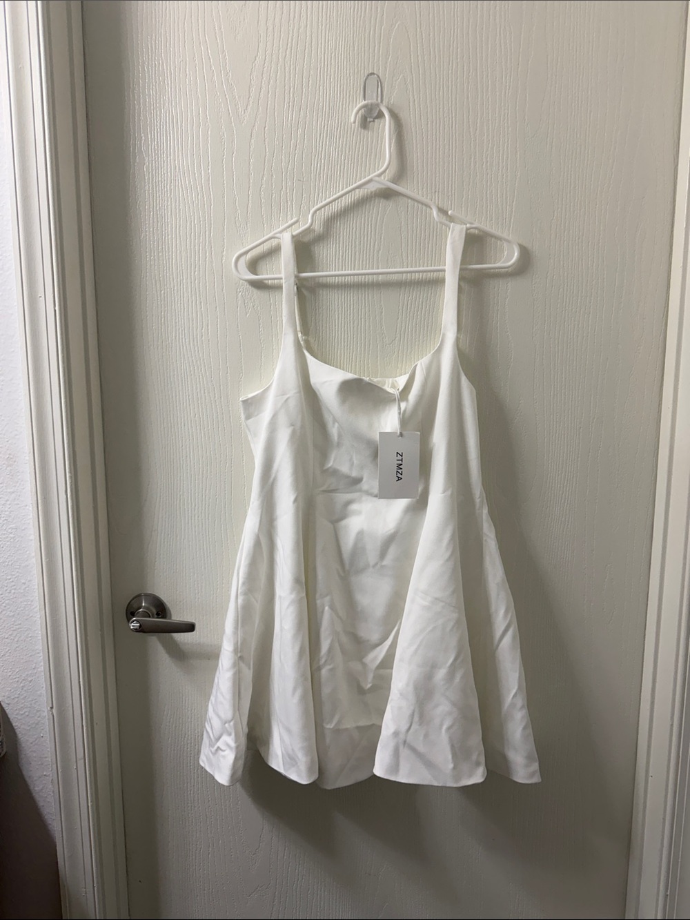 White Satin Slip Dress with Spaghetti Straps